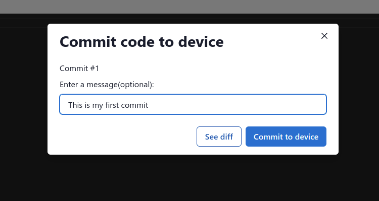 Commit modal