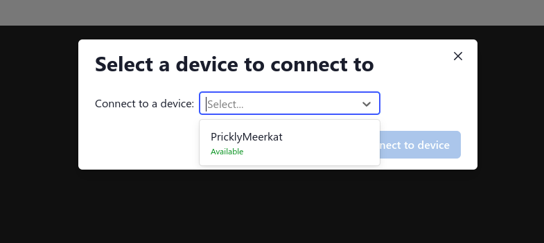 Connect to device modal